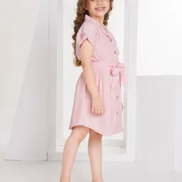 Peppermint Girls Light Pink Solid Shirt Dress image 3