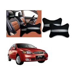 Auto Pearl Black Silver Strip Car Neck Cushion/Neck Pillow Compatible with Chevrolet Optra SRV-picture-10