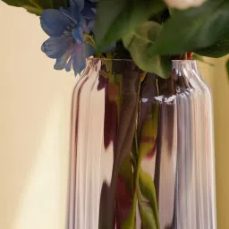Pure Home and Living Pink & Purple Glass Ribbed Vase image 3