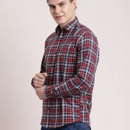 Turtle Red Cotton Slim Fit Checks Shirt image 3
