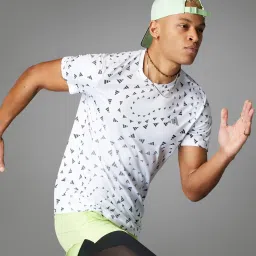 adidas White Regular Fit Printed Aeroready Sports T-Shirt image 3