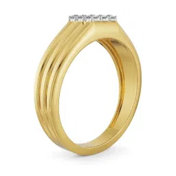 EMORI Yellow Gold Quadret Diamond Band for Men image 3