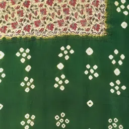 Unnati Silks Green Printed Saree With Unstitched Blouse image 3