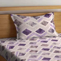 Klotthe Purple 400 TC Cotton Single Elastic Bedsheet with Pillow Cover image 3