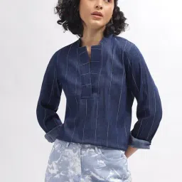 Iconic Blue Cotton Striped Top-picture-38