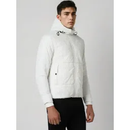 Van Heusen White Regular Fit Quilted Hooded Jacket image 3