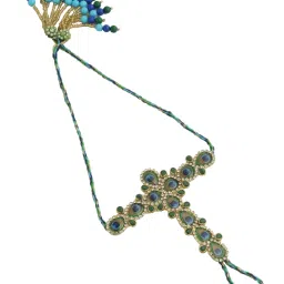 Aapno Rajasthan Peacock Designer with AD stones Haathphool Rakhi image 3