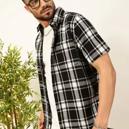 Thomas Scott Black Slim Fit Check Shirt image 3