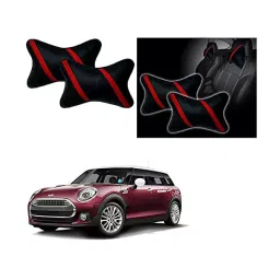 Auto Pearl Strip Red Car Neck Cushion/Neck Pillow Compatible with Mini Clubman image 4
