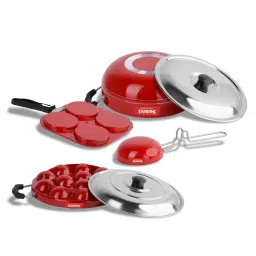 Sumeet Elegant Design Red Aluminium Cookware Set image 3