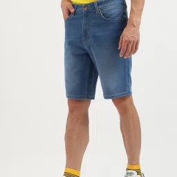 United Colors Of Benetton Blue Slim Fit Denim Shorts image 3