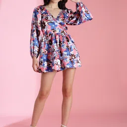 Kotty Women Floral Printed Puff Sleeve Fit & Flare Dress image 3