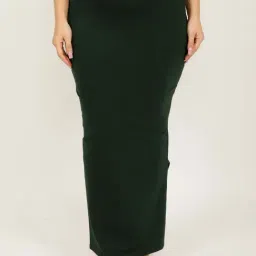 HILL ISLANDS Bottle Green Cotton Saree Shapewear-image-70