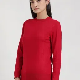 Fablestreet Red Nylon Solid Sweater image 3