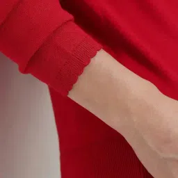 Fablestreet Red Nylon Solid Sweater image 5