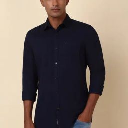 Allen Solly Navy Cotton Regular Fit Shirt-picture-17