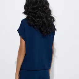 LOV by Westside Navy Solid T-Shirt image 2