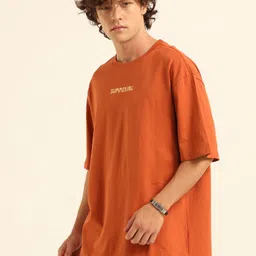 Mast & Harbour Men Printed Drop-Shoulder Sleeves Bio Finish Raw Edge T-shirt image 2