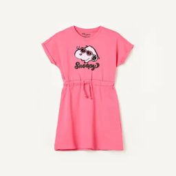 Fame Forever by Lifestyle Girls Pink Cotton Printed Casual Dress-picture-6