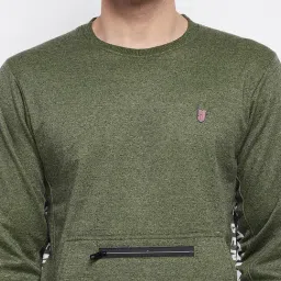 Duke Olive Mix Regular Fit Self Pattern SweatShirt image 4