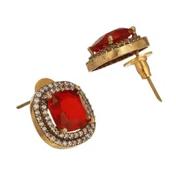 Saraf RS Jewellery Red Statement AD Zircon Studded Minimal Kundan Necklace & Earring Set image 5