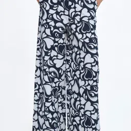 Cover Story Black & White Cotton Printed Mid Rise Trousers-picture-25