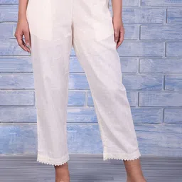 W Women Regular Fit Mid-Rise Pure Cotton Ankle Length Trousers-picture-13