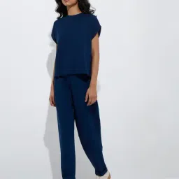 LOV by Westside Navy Solid T-Shirt image 3