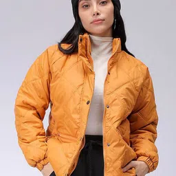 Freehand by The Indian Garage Co Women Mock Collar Solid Casual Quilted Jacket-picture-22