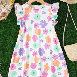 YK Floral Print Flutter Sleeve A-Line Dress-picture-19