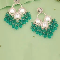 Anouk Gold-Plated Kundan Studded & Beaded Circular Shaped Drop Earrings-picture-15