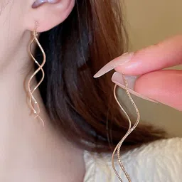 DIVASTRI Korean Gold-Plated Geometric Drop Earrings-picture-19