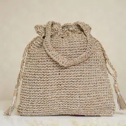 ITIHASIKALA Bucket Handheld Bag with Tasselled image 2