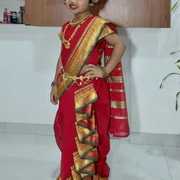 Mom and Me Girls Art Silk Sarees image 3