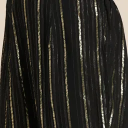 HERE&NOW Women Striped Angrakha Pure Cotton Kurta with Sharara & Dupatta image 3