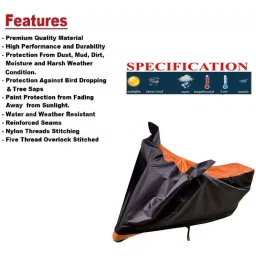 Auto Pearl Waterproof Two Wheeler Cover For Royal Enfield Himalayan (Orange & Blue) image 3