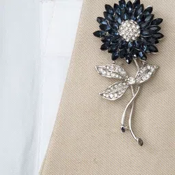 To The Nines Silver-Plated Stone Studded Floral Brooch image 2