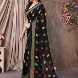 KALINI Black Poly Georgette Printed Sarees image 3