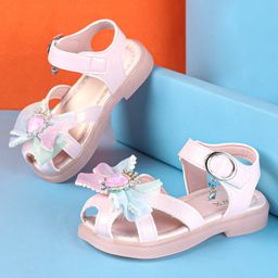 Oh! Pair Slip On Sandals with Butterfly Applique & Velcro Closure - Pink-picture-45