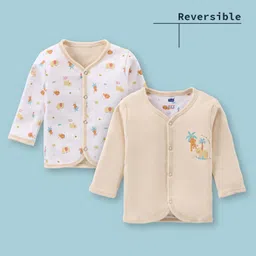 Simply Interlock Knit Full Sleeves Animal Printed Reversible Vest - Beige-picture-23