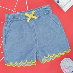 Pantaloons Baby Coton Border Embroidered Shorts - Blue-picture-12