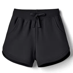 kookie kids india Kookie Kids Cotton Looper Knit Above Knee Length Solid Colour Shorts - Black-picture-34