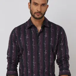 Mufti Men Spread Collar Cotton Slim Fit Casual Shirt-image-68