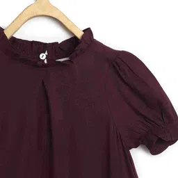 Chuppan Chupai     Puff Sleeves Solid  Top - Wine image 4