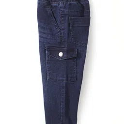 Babyhug Denim Full Length Washed Stretchable Jeans - Dark Blue image 3