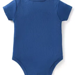 Babyhug 100% Cotton Knit Half Sleeves Onesie with Shorts & Bear Print- Red & Navy Blue image 3