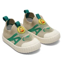 ONYC Mesh & Duck Patch Detailed Shoes - Beige & Green image 4