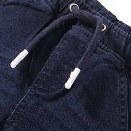 Babyhug Denim Full Length Washed Stretchable Jeans - Dark Blue image 4