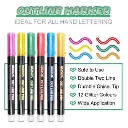 Magicwand Pack of 12 Metallic Double Line Outline Permanent Pen Markers for Art Coloring,Outlining,Card Making, Scrapbook,Drawing image 4