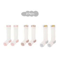 SYGA Set Of 3 Cotton Printed Socks - Pink & Khaki & Blue image 5